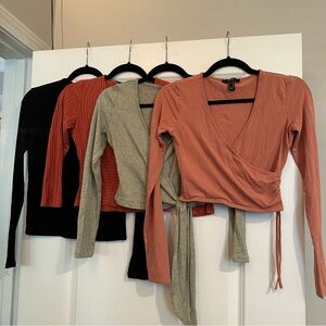 Lot of Forever 21 Long Sleeve Crop Shirts Size Small